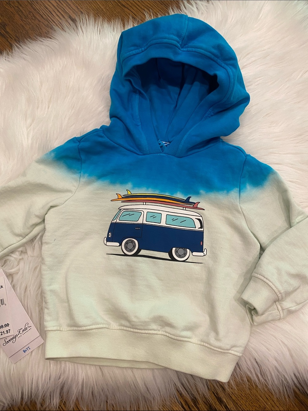 Sovereign Code Blue Ombre Hoodie with Surf Van Graphic 18m
